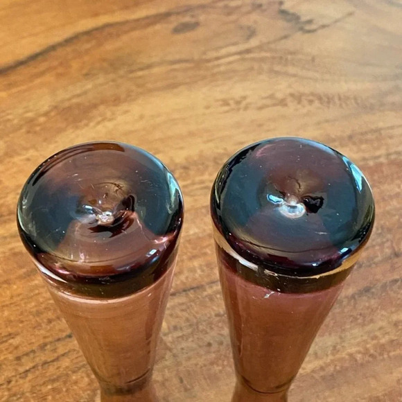 Gorgeous Krosno Poland Ameythest Art Glass Purple Vase with Clear Blown Bubble - Picture 10 of 16